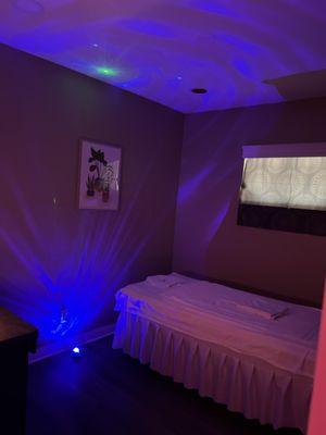 Calming massage room example