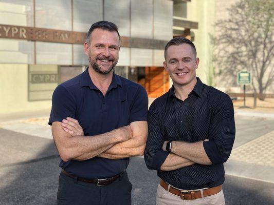 Bryon and Darin outside the clinic