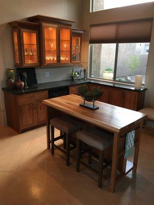 Natural cherry bar with Hickory bar top