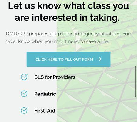 Some of the courses we offer are, BLS, Pediatric, First-Aid, Heart-saver and AED