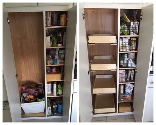 Before and after - The 4 pull-out drawers make the cabinet so much more functional!