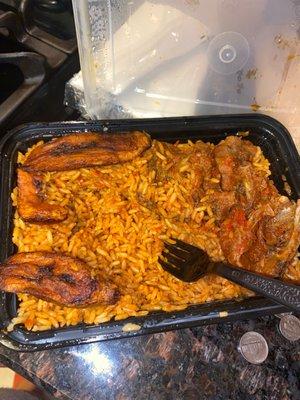 Jollof rice with fried Chicken