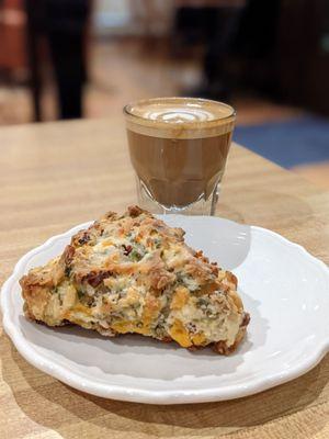 Cuban coffee and cheddar bacon scone.