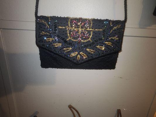 Black beaded purse