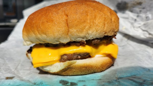 Double cheeseburger with extra cheese.