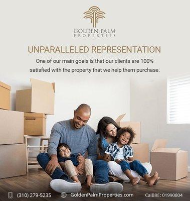 Golden Palm Properties provides unparalleled representation to ensure that our client satisfaction rate stays at 100%!