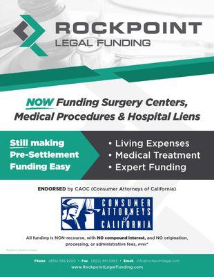 Pre-settlement advances & now funding surgery center & hospital liens