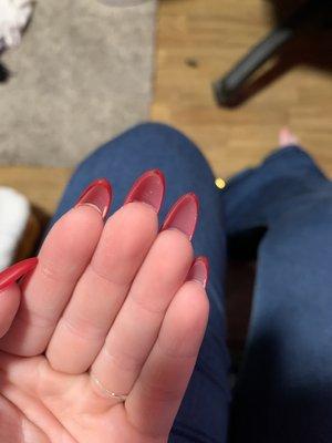 Red matte gel nails pretty clean