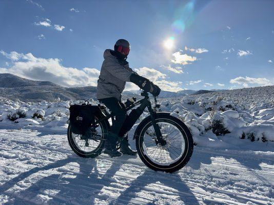 Riding machine groomed Round Valley trail system