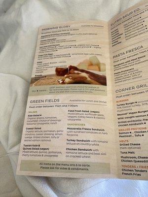 Page 1 of the food menu