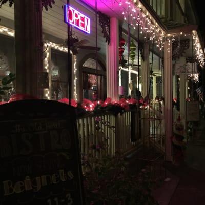 The old town clovis hotel all lit up and decorated