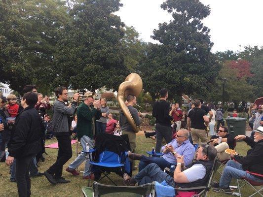 Band playing when the saints go marching in