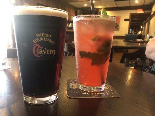 Vanilla porter and strawberry Mojito