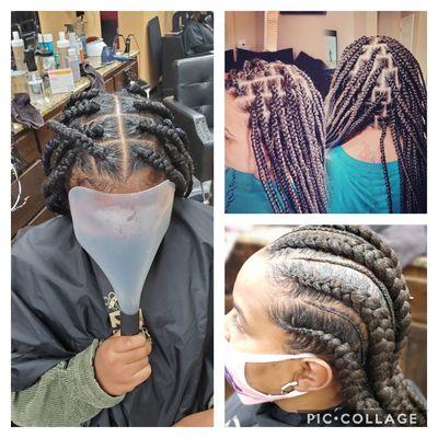 Medium/large knotless Braids Feed-in Cornrows