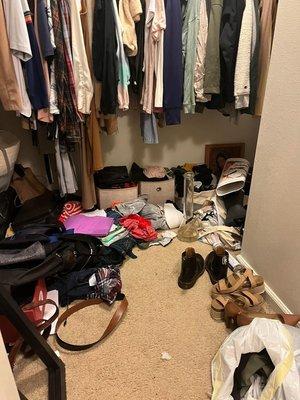 Room and closet cleaning and organization