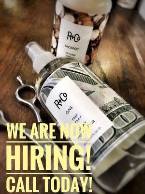 We are hiring talented hair stylist! Booth rent and commission options