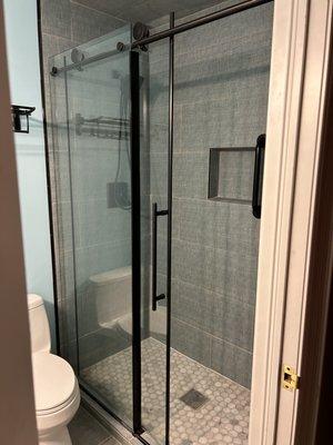 Bath tub converted into walk in shower