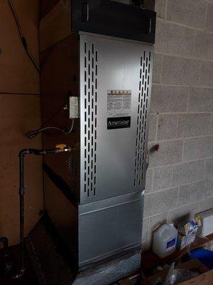 New 80% efficient ameristar gas furnace installed