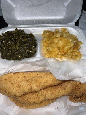 Catfish w mac & greens