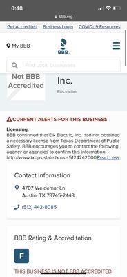 Not bbb accredited. Statements on not current certifications. Personally don't care because their driver suck so bad.