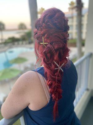 Wedding day beach hair.