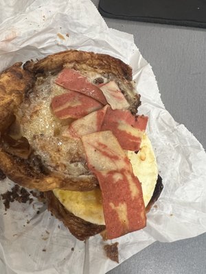 "Maple Sugar Bacon Breakfast Sandwich" with raw bacon...