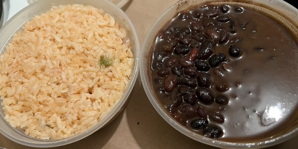 Rice and black beans. Both good! Especially the beans.