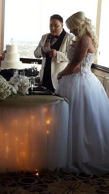 Beautiful cake table and sweetheart table! Sweetheart table by Manybell's and cake by A Gift of Taste