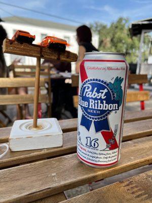 PBR and order totem.   Waiting for that bologna sandich.