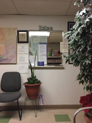 Reception desk. His team is phenomenal and friendly.