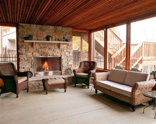 Screened in porch and outdoor living area