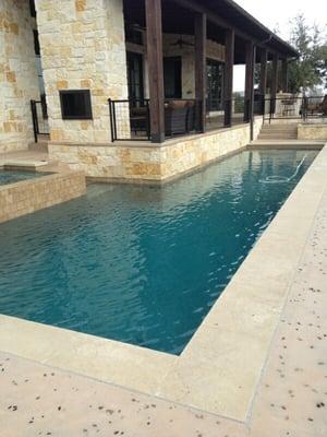 Sealed Travertine Patio & Pool Coping in Austin