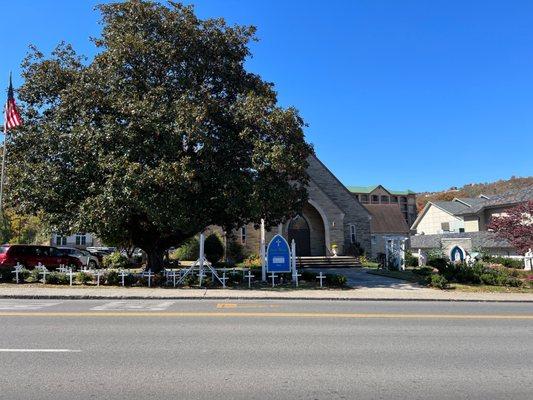 Front of church