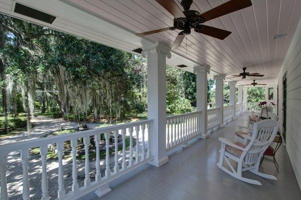 Burnside Island home - A front porch with ceiling fans is a Must Have for a true Southern home!