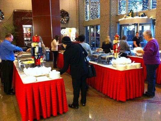 Complimentary Holiday Breakfast Buffet.  Dig the nutcrackers!