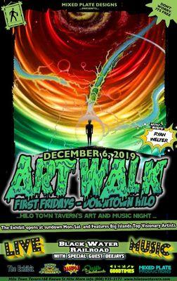 First Friday Art Walk downtown Hilo Hawaii. 
Featuring a new artists exhibition every month.