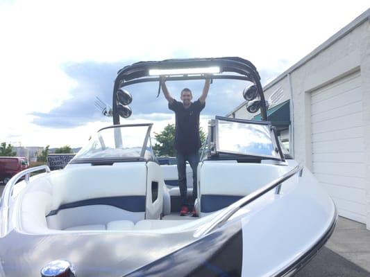 Steven just finished a LED Light bar install on this Boat