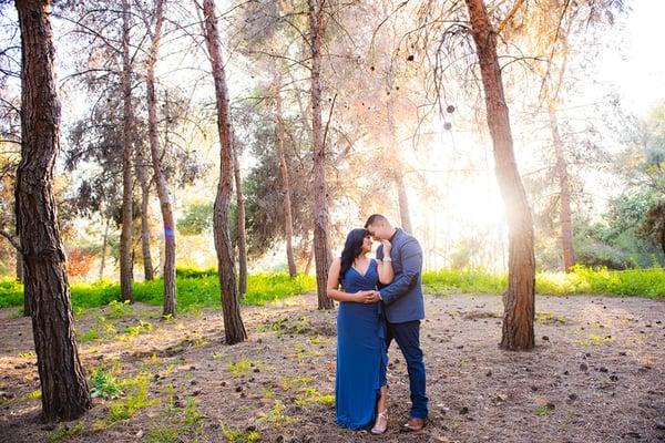 Engagement photos in forest mountain scene near Mt. Baldy