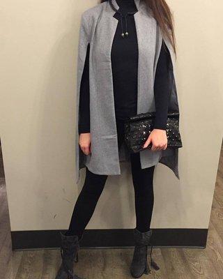 Love this whole look - especially the grey cape!