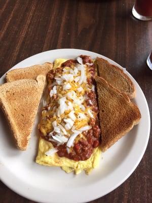 Yummy Home Style Food!! Chili Omelette!