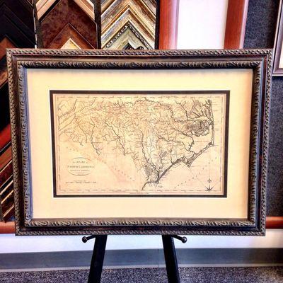 Vintage NC map. Double matted, museum glass and #larsonjuhl #Biltmore frame.