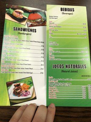 Take out menu