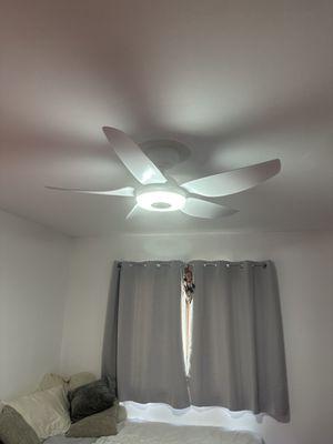 Ceiling fan installation with Bluetooth speakers