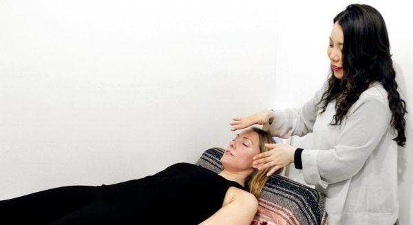 Hands on during a Reiki session