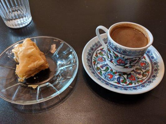 Arabic coffee and baklava