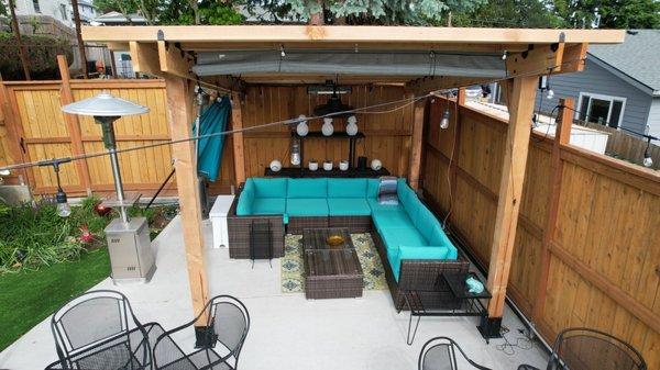 Sectional under pergola