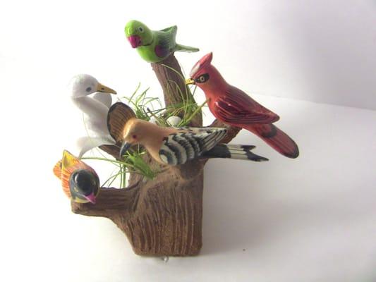 Handmade wooden birds