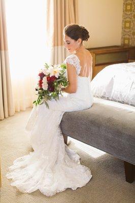 Patricia and her team made the cap sleeves of my dress detachable so I could take them off after the ceremony Photo by Sarah McKay Photog.