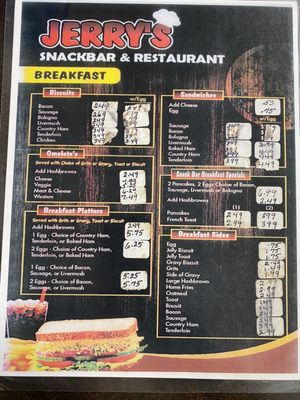 Breakfast menu