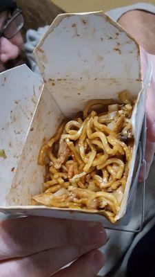 House Lo Mein-it's good, but the thought that I could be eating spoiled meat leaves me queasy afterward.